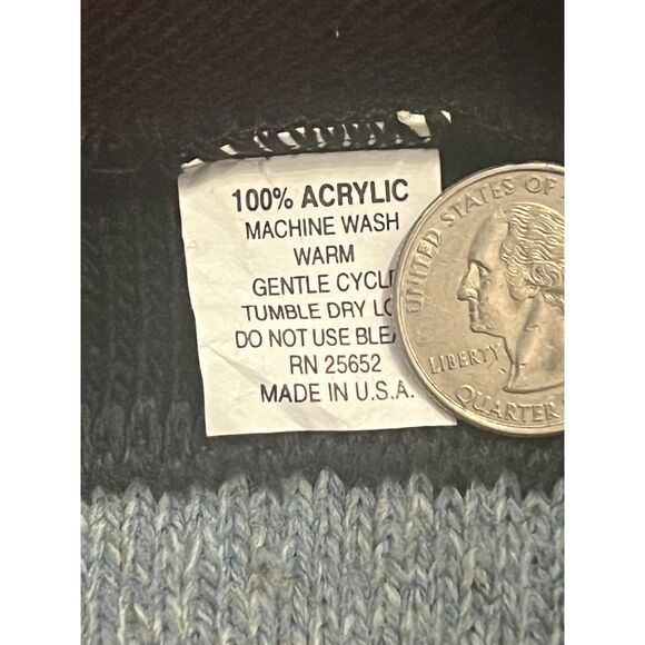 Vintage 90s Protege Coogi-Style Black Blue Green 3D Sweater Made in USA Large - Picture 5 of 5